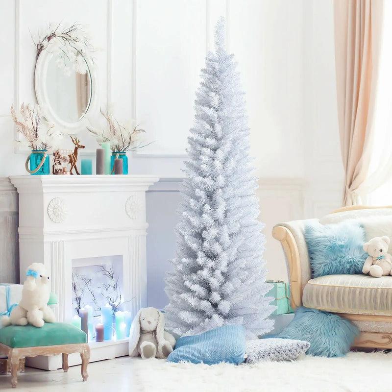 6 Feet Unlit Artificial Slim Pencil Christmas Tree with Metal Stand by DirectDeals