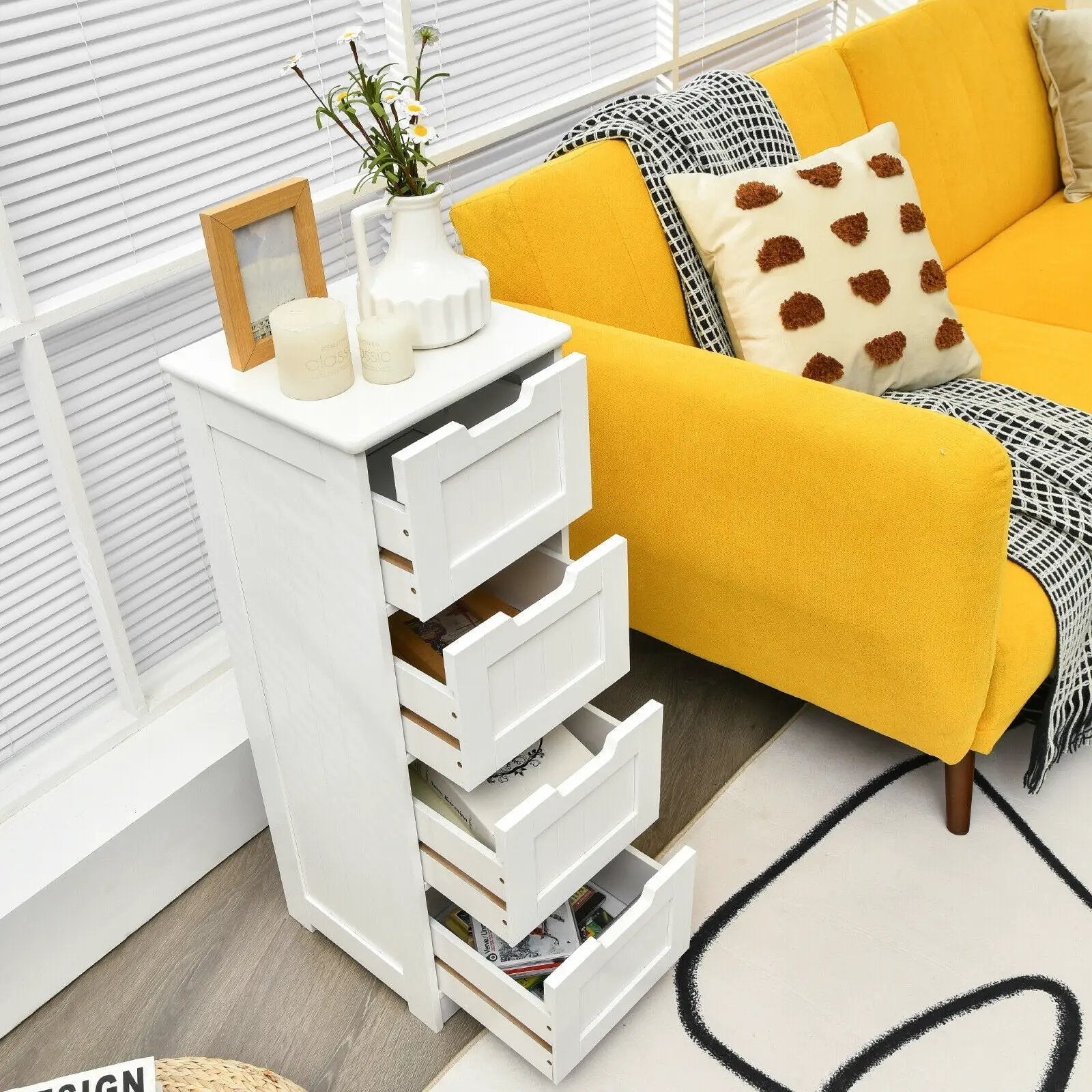 Free-Standing Side Storage Organizer with 4 Drawers by DirectDeals