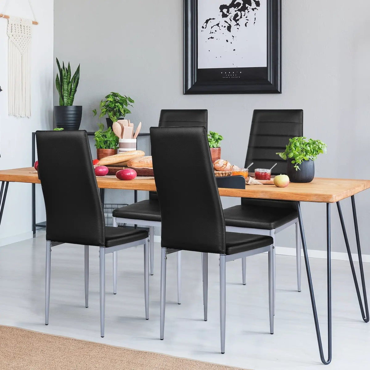 4 pcs PVC Leather Dining Side Chairs Elegant Design by DirectDeals