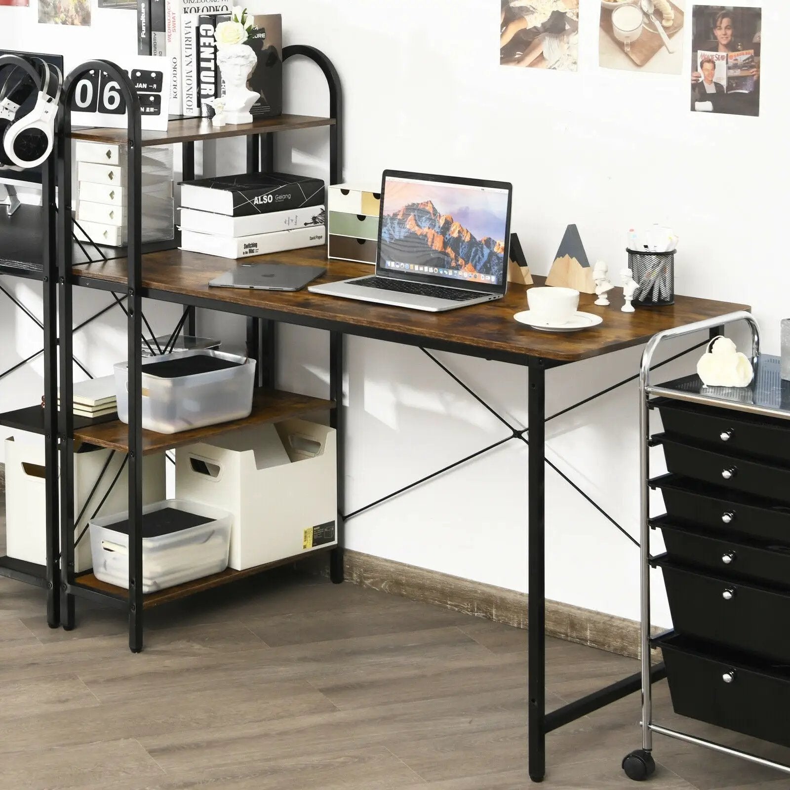 48-Inch Reversible Computer Desk with Storage Shelf by DirectDeals