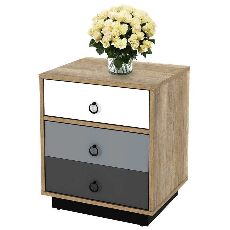 Nightstand with Drawer and Storage Cabinet Wooden Sofa Side Table End Table by DirectDeals