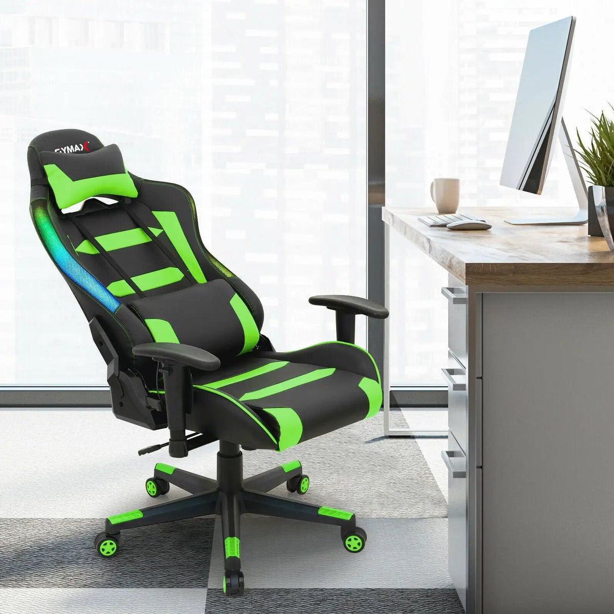 Adjustable Swivel Gaming Chair with LED Lights and Remote by DirectDeals