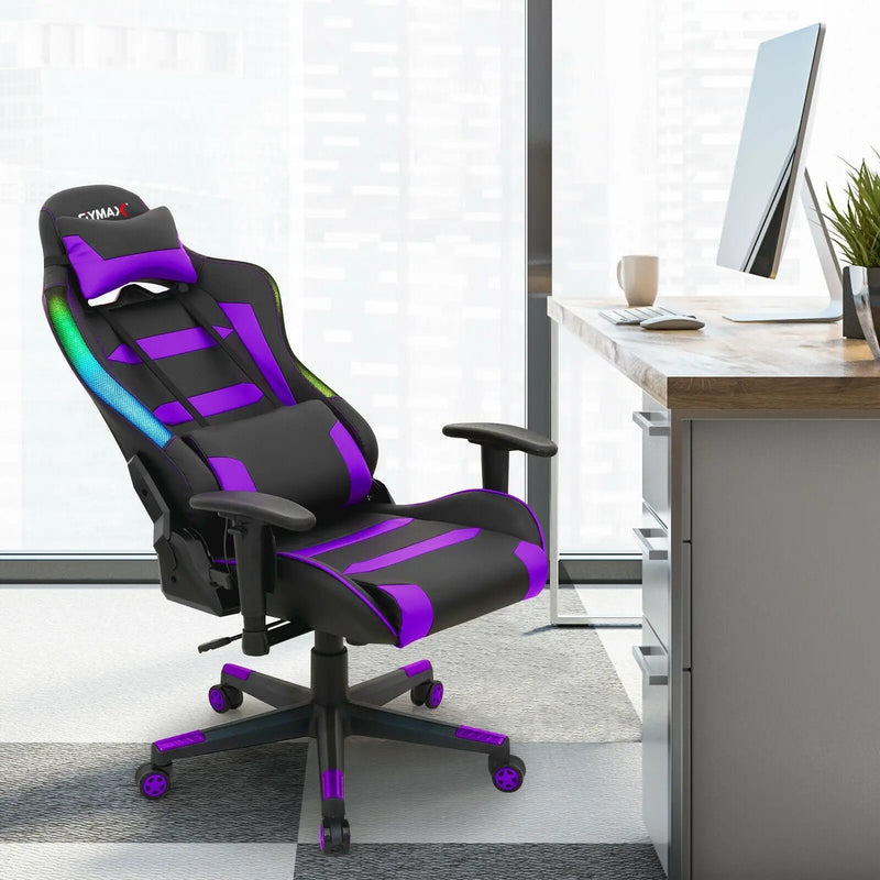 Adjustable Swivel Gaming Chair with LED Lights and Remote by DirectDeals