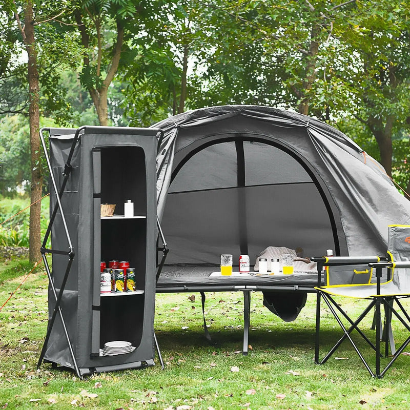Folding Camping Storage Cabinet with 3 Shelves and Carry Bag by DirectDeals