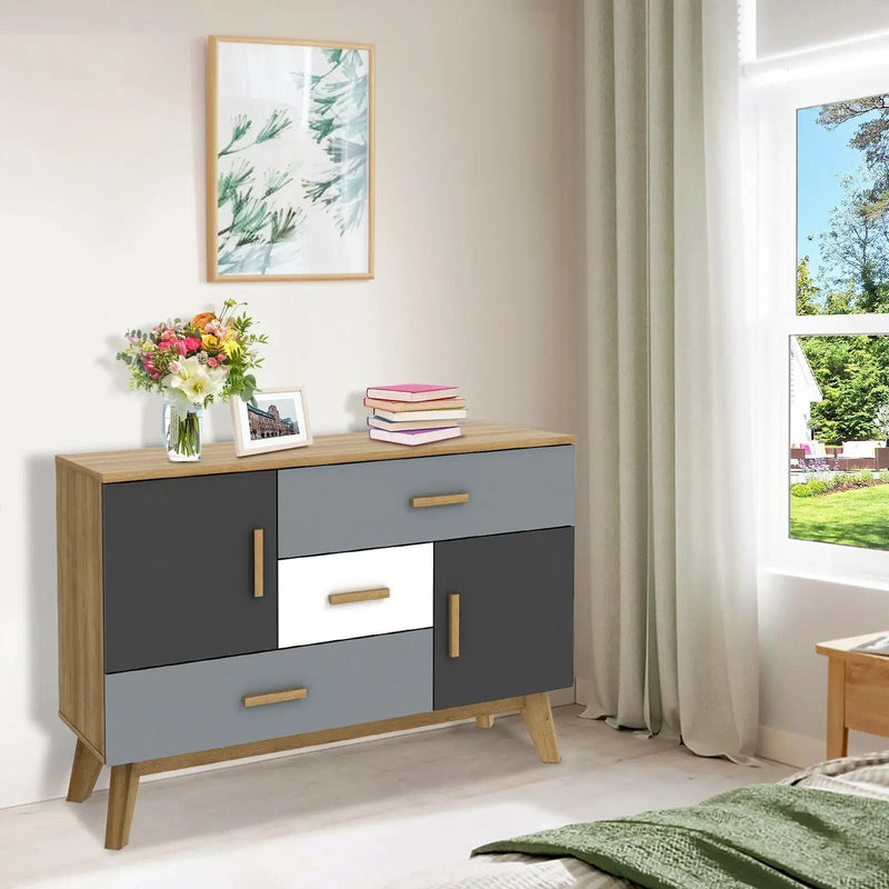 Free-standing Storage Floor Cabinet with 2 Doors and 3 Drawers by DirectDeals