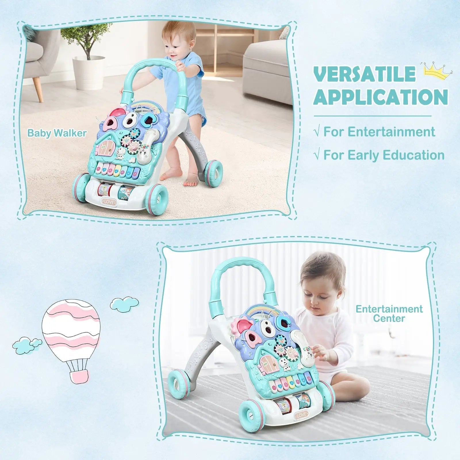 Baby Sit-to-Stand Learning Walker Toddler Musical Toy by DirectDeals