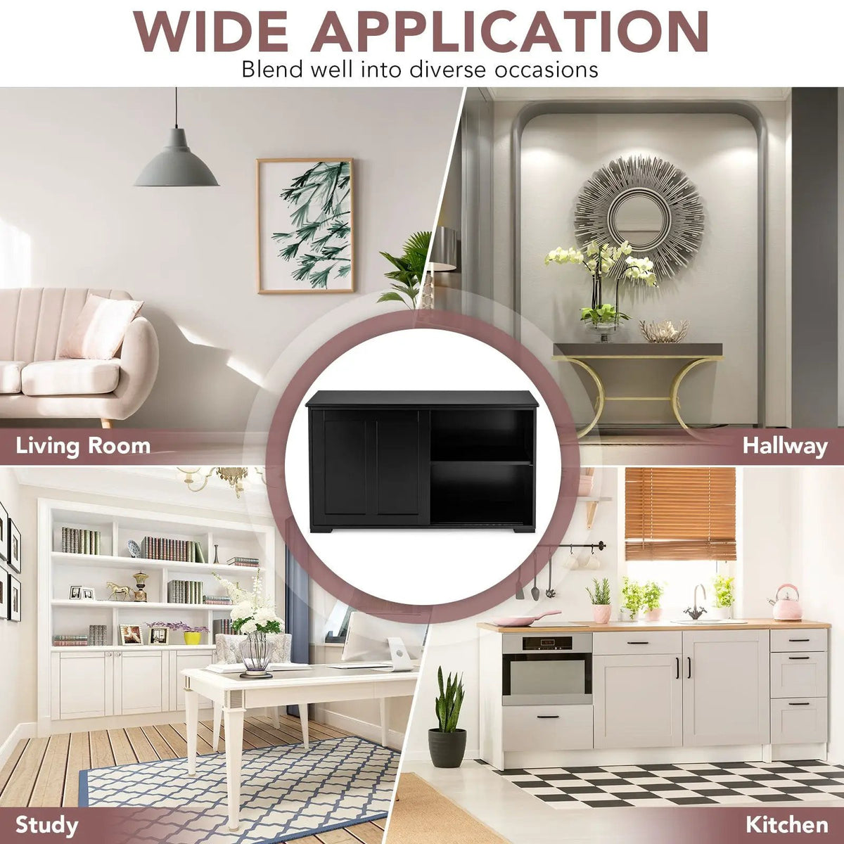 Kitchen Storage Cabinet with Wood Sliding Door by DirectDeals
