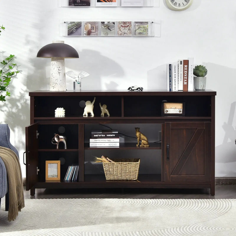 59 Inch TV Stand Media Center Console Cabinet with Barn Door for TV's 65 Inch by DirectDeals
