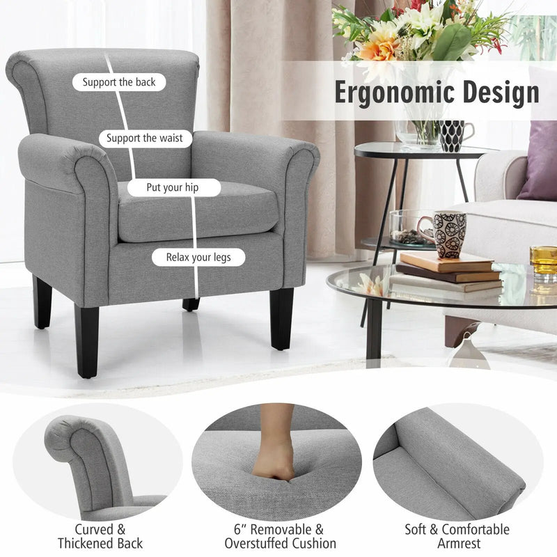 Upholstered Fabric Accent Chair with Adjustable Foot Pads by DirectDeals