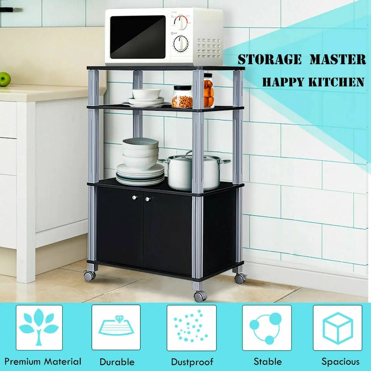Microwave Rack Stand Rolling Storage Cart by DirectDeals