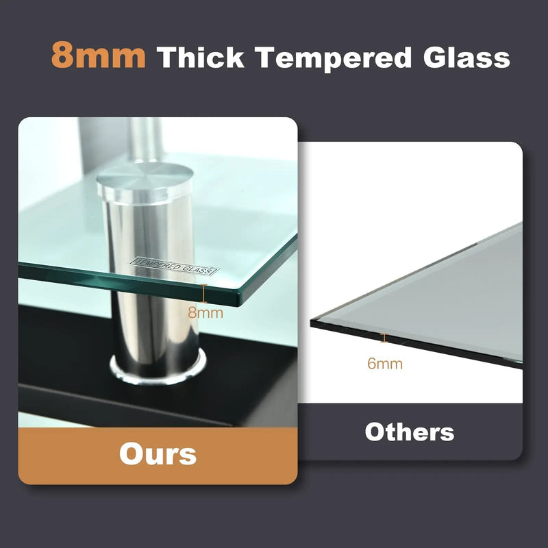Rectangle Glass Coffee Table with Metal Legs for Living Room by DirectDeals