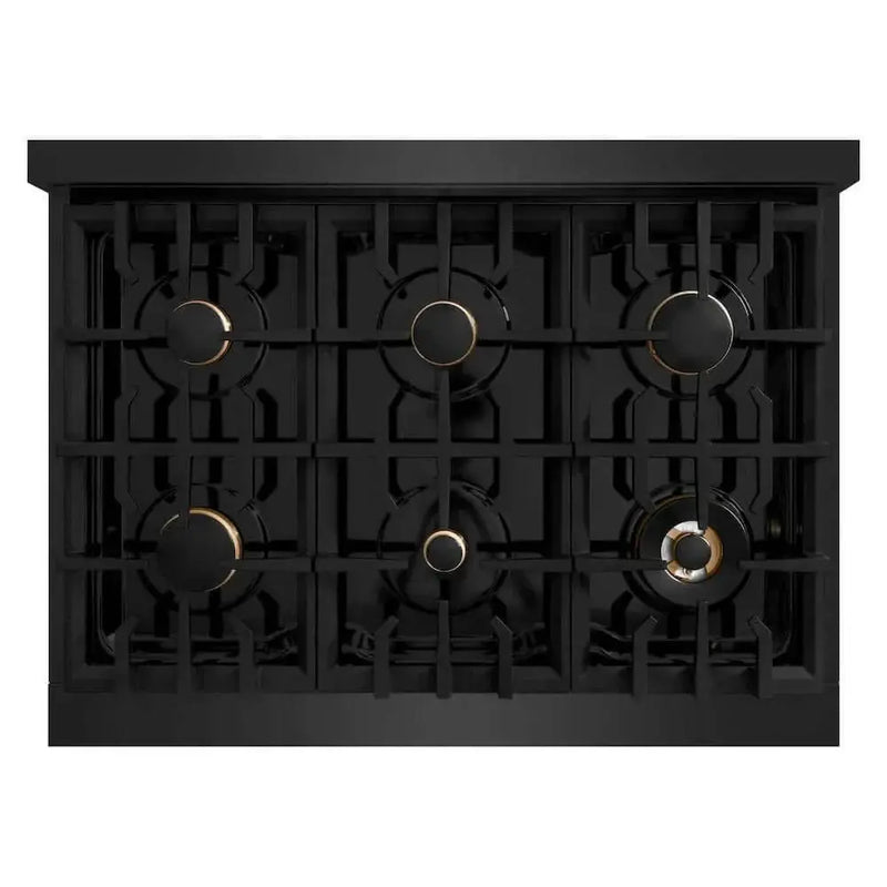 ZLINE 36" Select Gas Range Convection Gas Oven Black Stainless Steel Gold HGRBZ-36-G by Farmhouse Kitchen and Bath