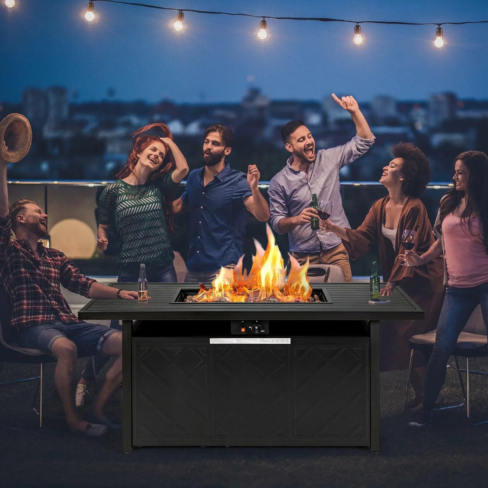 57 Inch 50 000 BTU Rectangular Propane Outdoor Fire Pit Table by DirectDeals