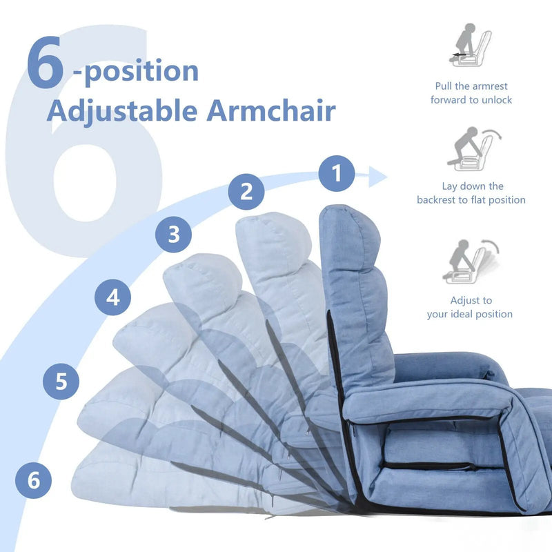 Folding Lazy Floor Chair Sofa with Armrests and Pillow by DirectDeals