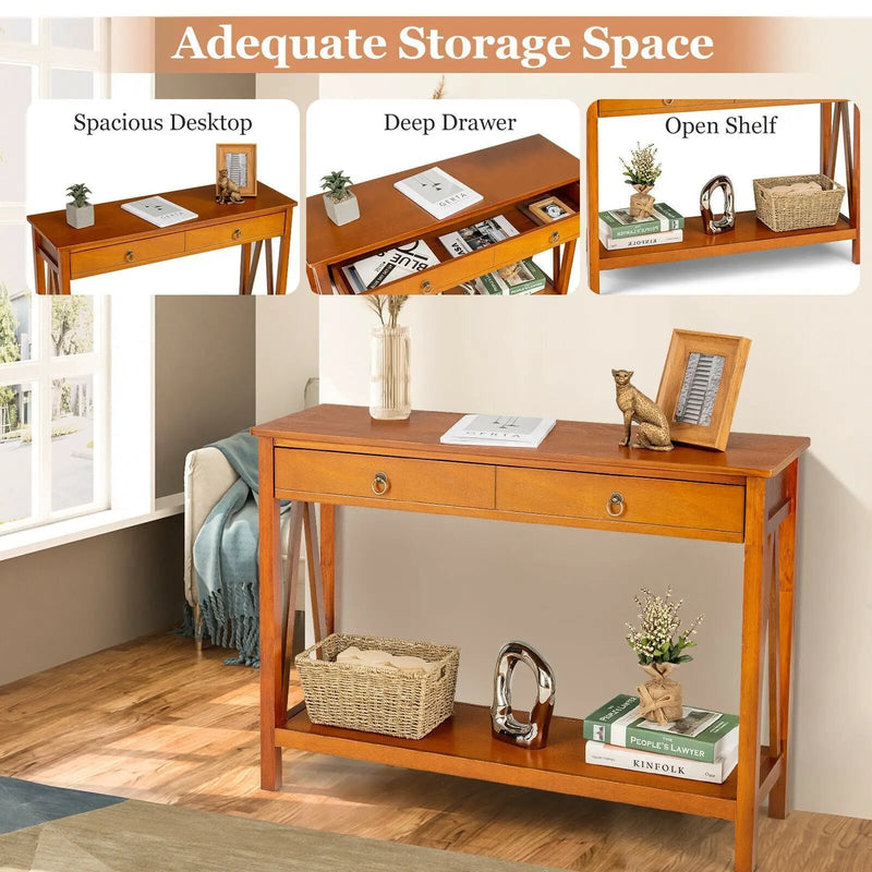Console Table with Drawer Storage Shelf for Entryway Hallway by DirectDeals