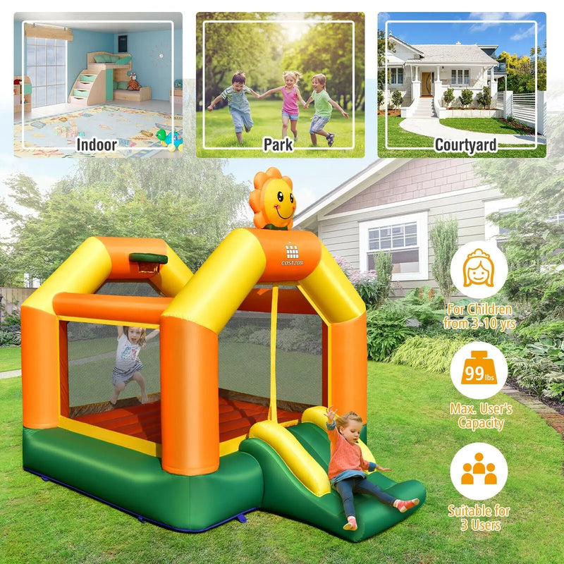 Kids Inflatable Bounce Jumping Castle House with Slide without Blower by DirectDeals
