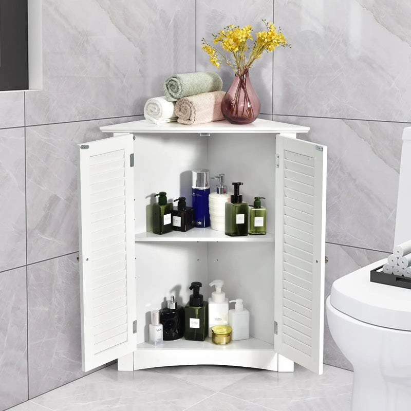 Bathroom Corner Storage Freestanding Floor Cabinet with Shutter Door by DirectDeals