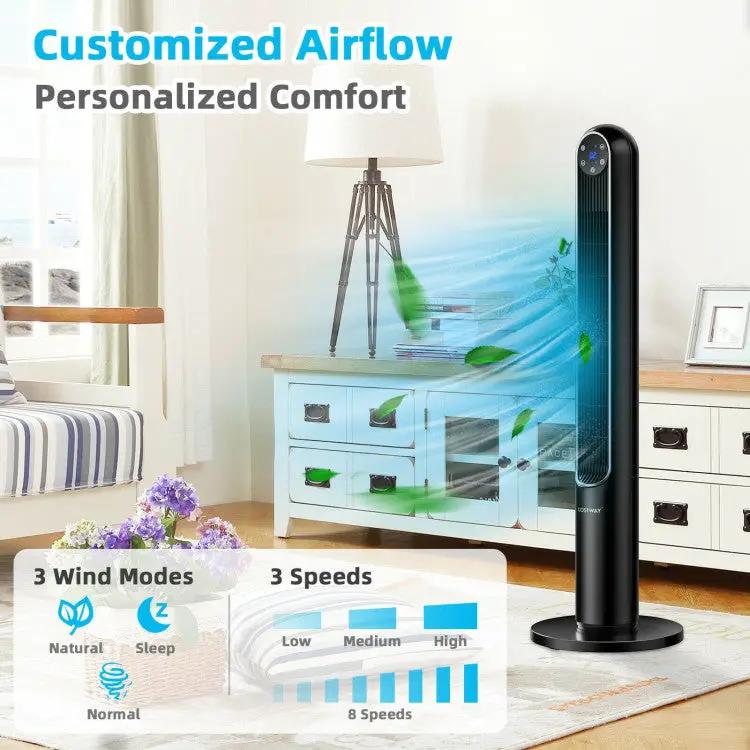 42 Inch 80 Degree Tower Fan with Smart Display Panel and Remote Control by DirectDeals