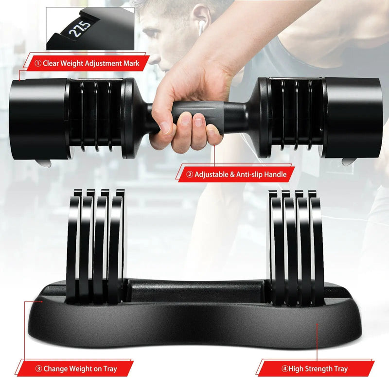 27.5 LBS 5-in-1 Adjustable Dumbbell for Gym Home Office by DirectDeals