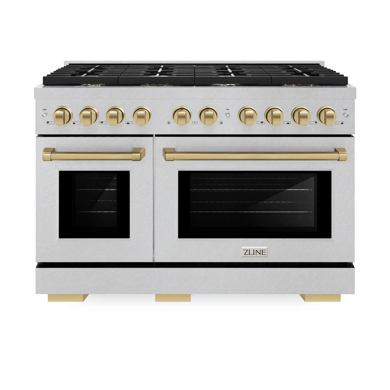 ZLINE 48"Paramount Dual Fuel Range DuraSnow® Champagne Bronze SDRSZ-48-CB by Farmhouse Kitchen and Bath