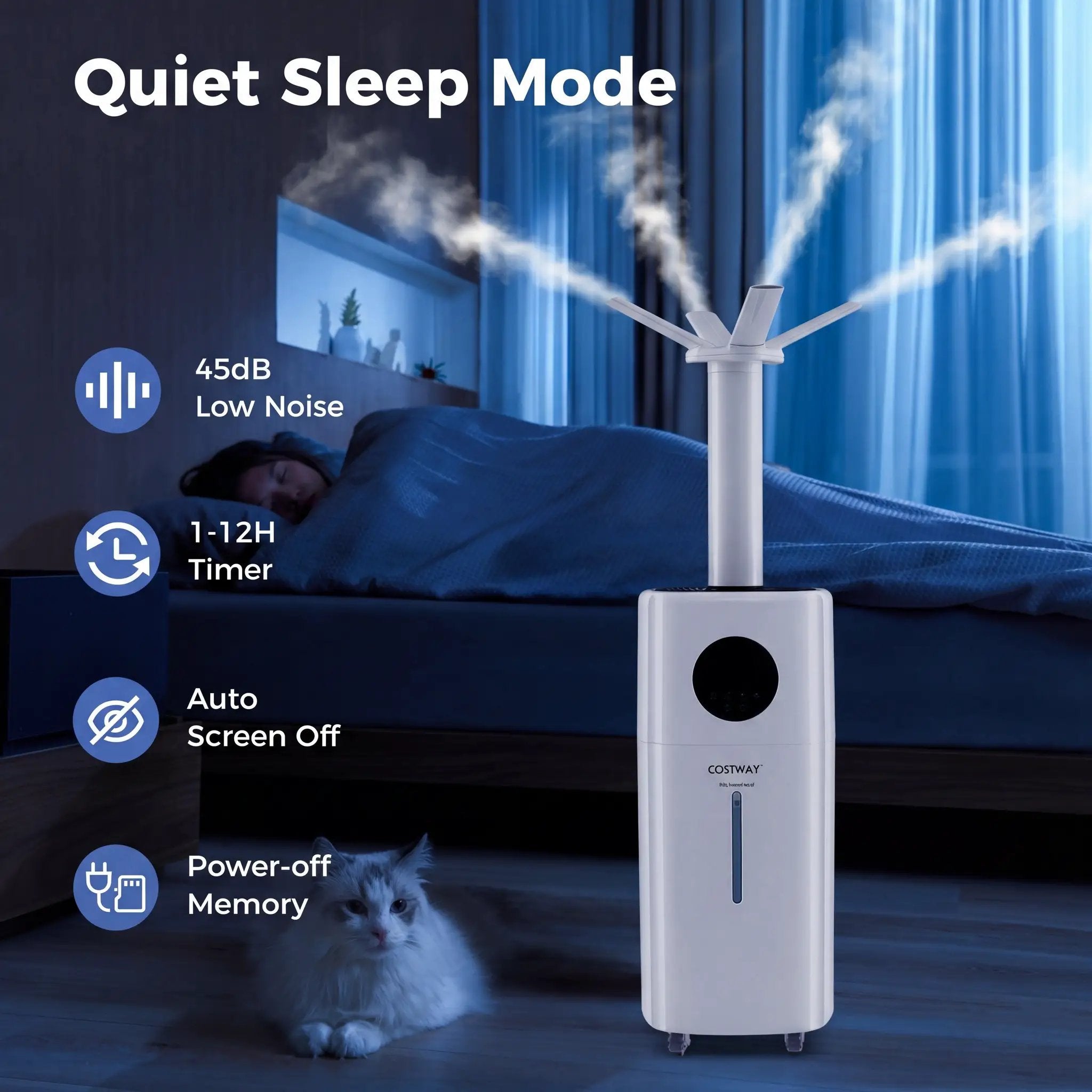 5.5Gal Humidifier with 360¬∞ Nozzles and Wheels for Large Room-White by DirectDeals