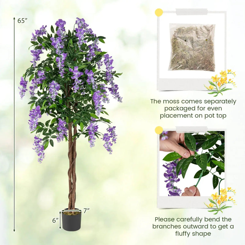 Artificial Wisteria Tree 5.5 FT with Nursery Pot Set of 2 by DirectDeals