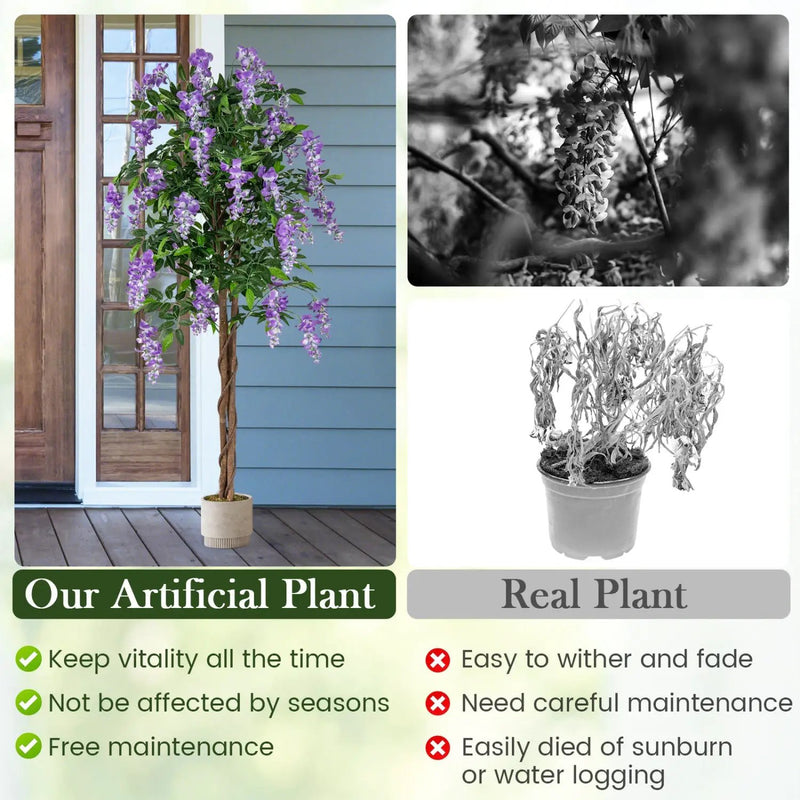 Artificial Wisteria Tree 5.5 FT with Nursery Pot Set of 2 by DirectDeals