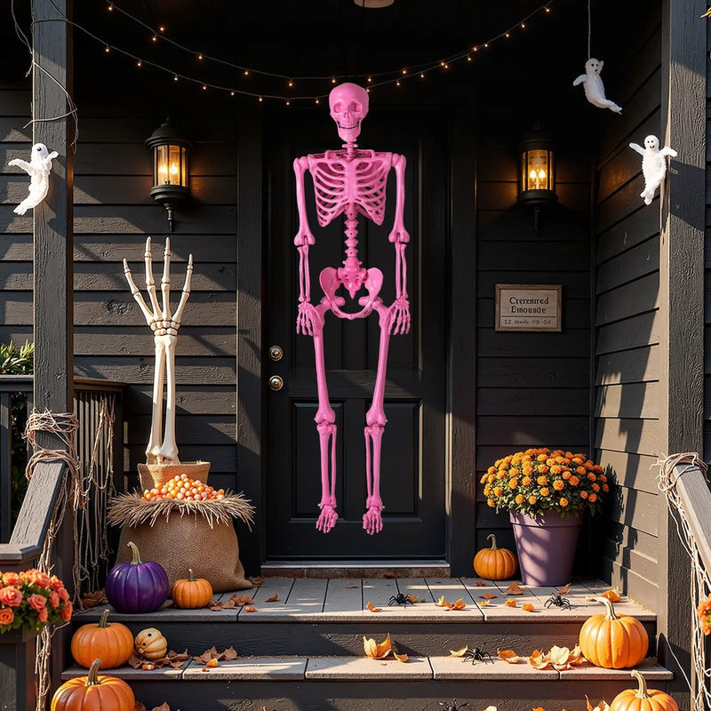5.5 FT Life-Size Halloween Poseable Skeleton Pink Movable Joints by DirectDeals