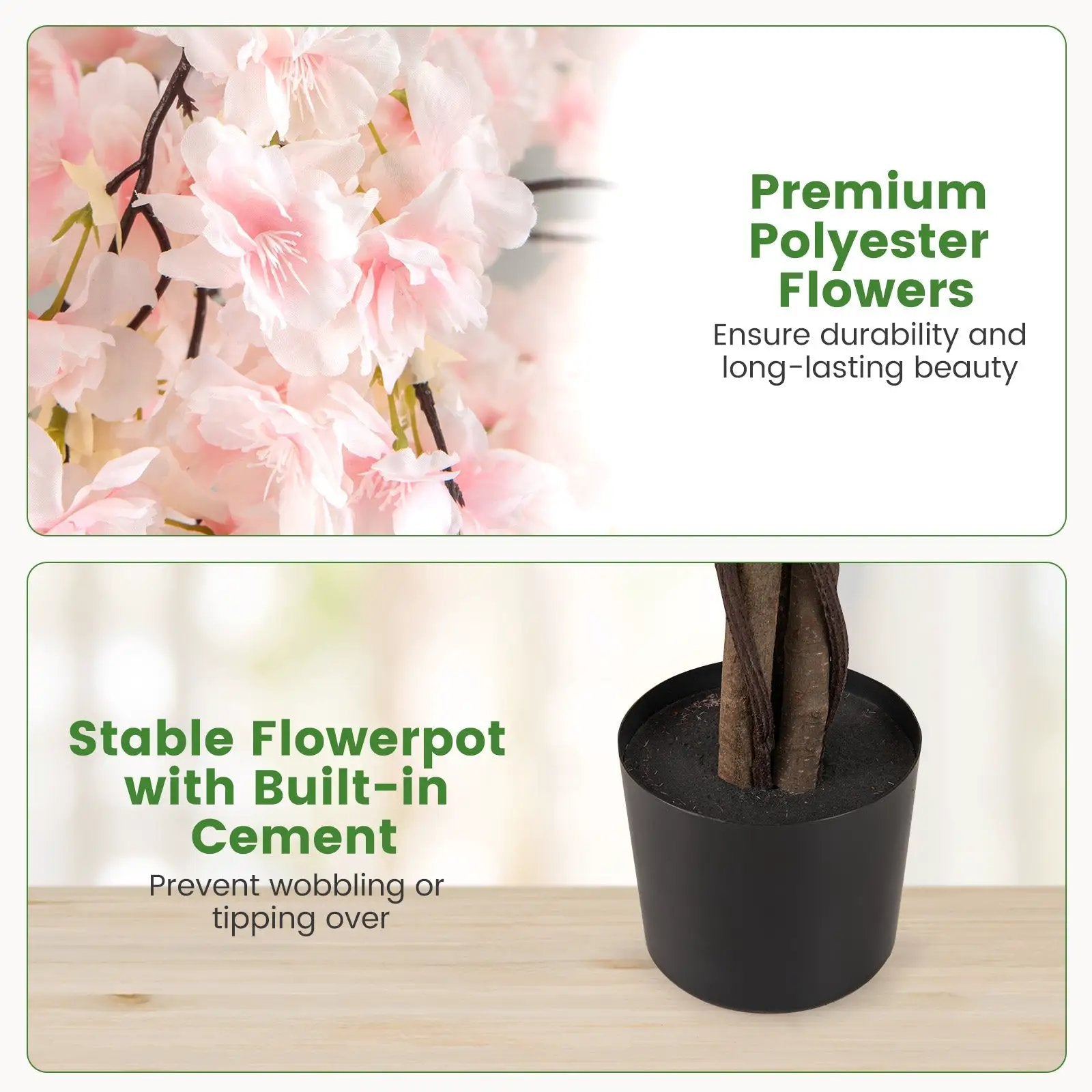 5.5 FT Tall Artificial Cherry Blossom Tree with Pink/White Flowers 1 Pack by DirectDeals