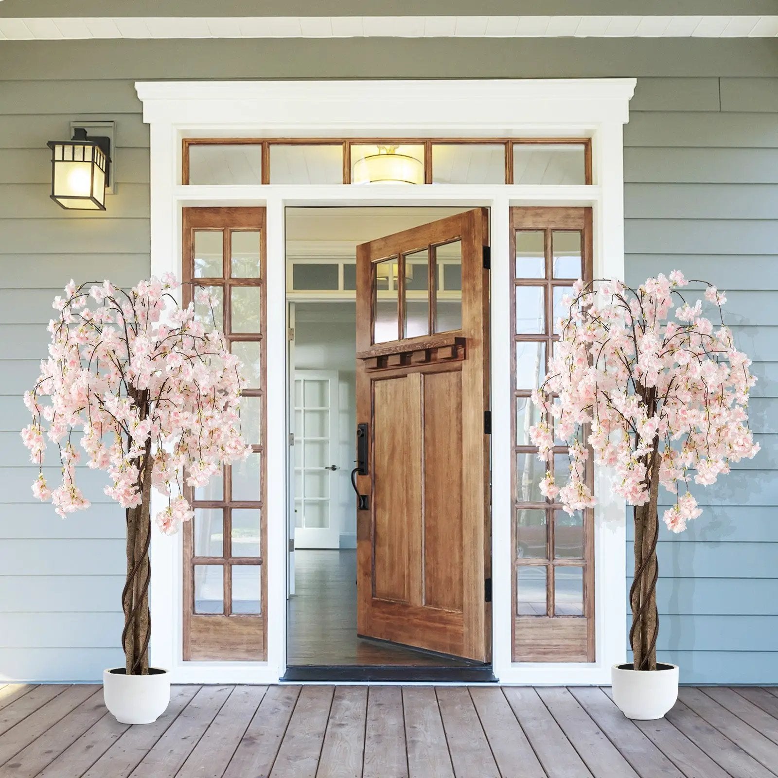 5.5 FT Tall Artificial Cherry Blossom Tree with Pink/White Flowers 2 Pack by DirectDeals