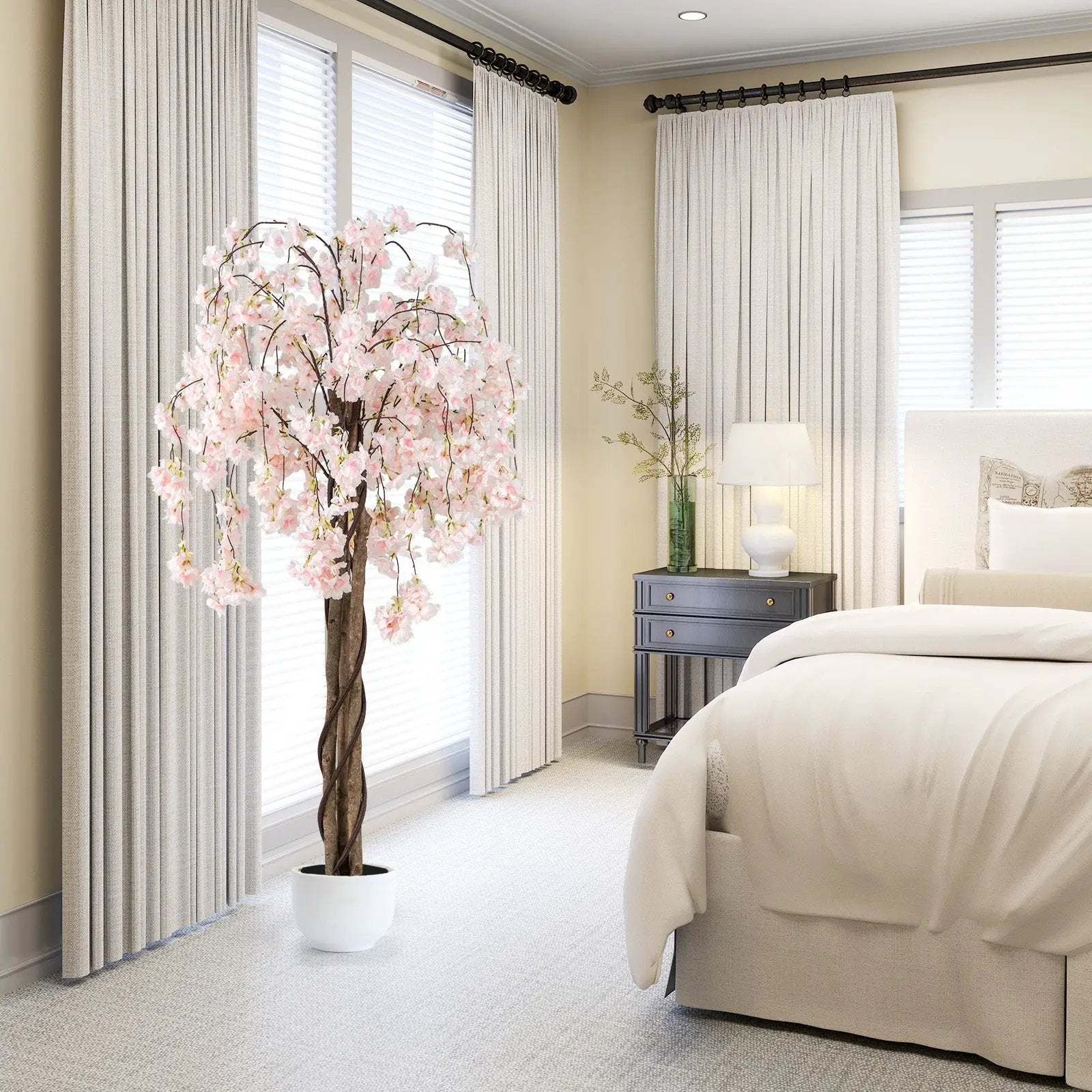 5.5 FT Tall Artificial Cherry Blossom Tree with Pink/White Flowers 2 Pack by DirectDeals