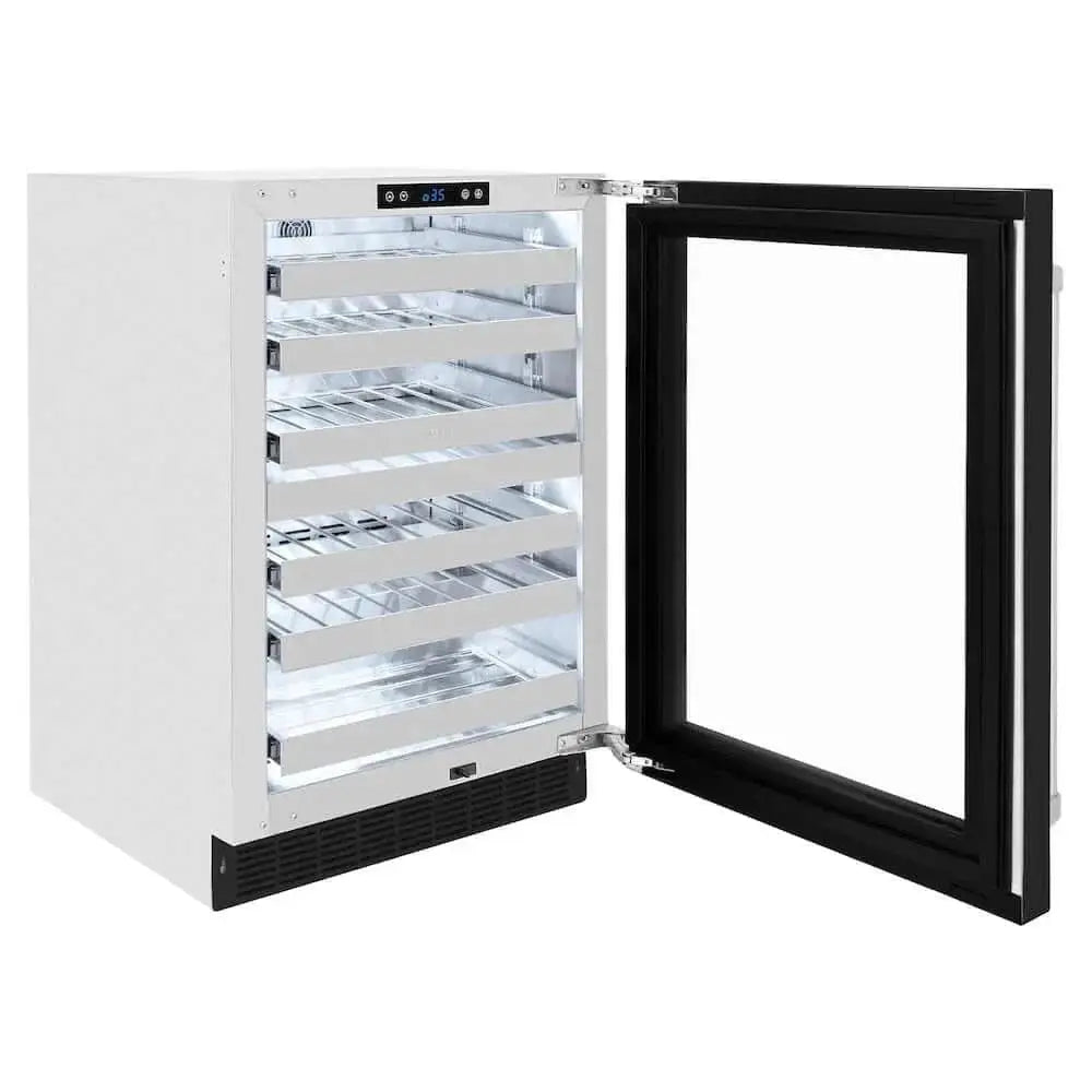 ZLINE 24" Touchstone Dual Zone 44 Bottle Wine Cooler Black Matte Glass Door RWDO-BLM-24 by Farmhouse Kitchen and Bath