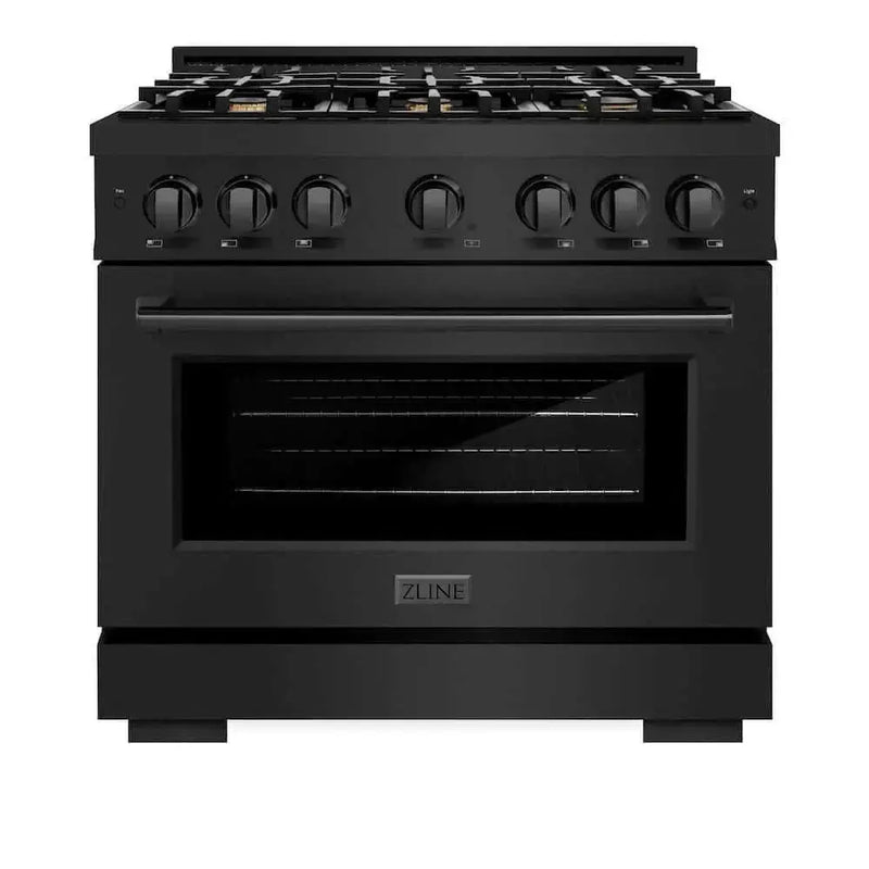 ZLINE 36" Select Dual Fuel Range Gas Cooktop Electric Convection Oven Black Stainless Steel Brass Burners HDRB-BR-36 by Farmhouse Kitchen and Bath