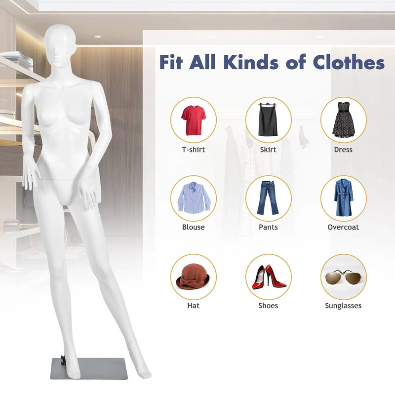 5.8 ft Plastic Female Mannequin Adjustable Detachable Manikin with Metal Stand by DirectDeals