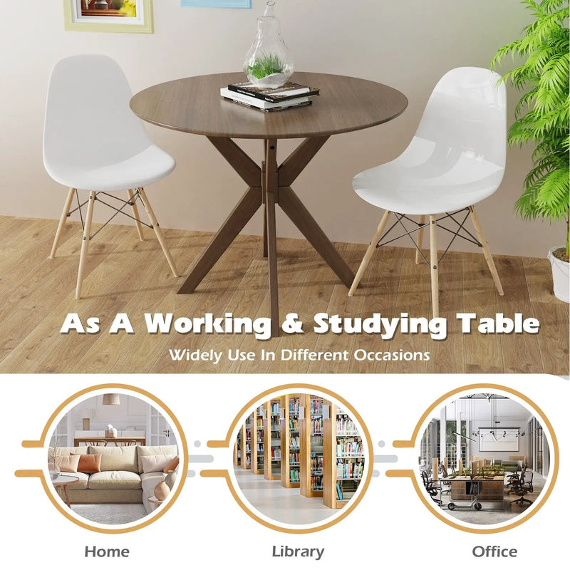 36 Inch Round Wood Dining Table with Intersecting Pedestal Base by DirectDeals