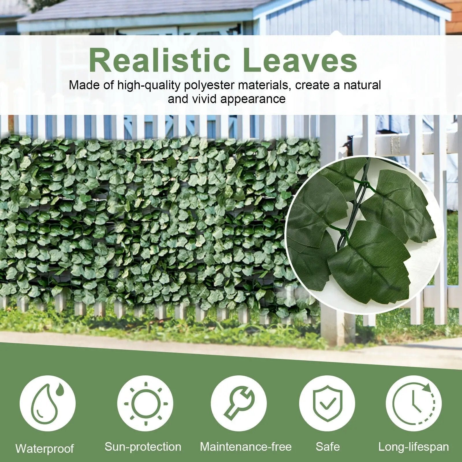 Artificial Ivy Privacy Fence Screen 118 x 39 Inch (4 Pieces) by DirectDeals
