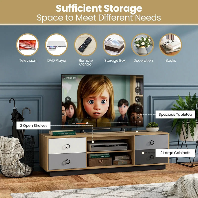 Modern 55 Inch TV Stand with 2 Storage Cabinets for TVs up to 60 Inch by DirectDeals