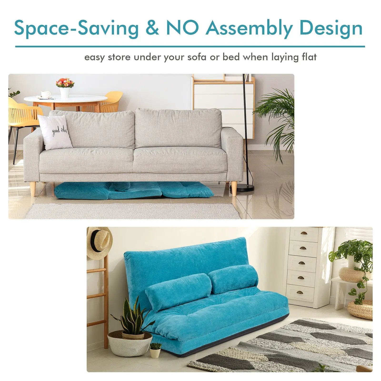 6-Position Adjustable Sleeper Lounge Couch with 2 Pillows by DirectDeals