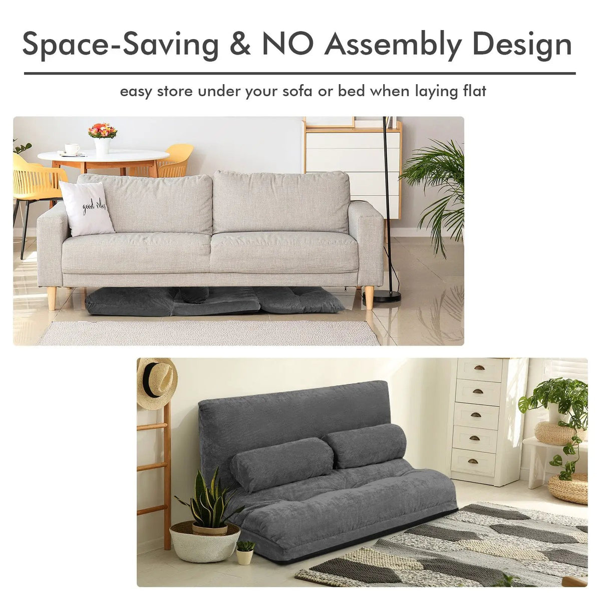 6-Position Adjustable Sleeper Lounge Couch with 2 Pillows by DirectDeals