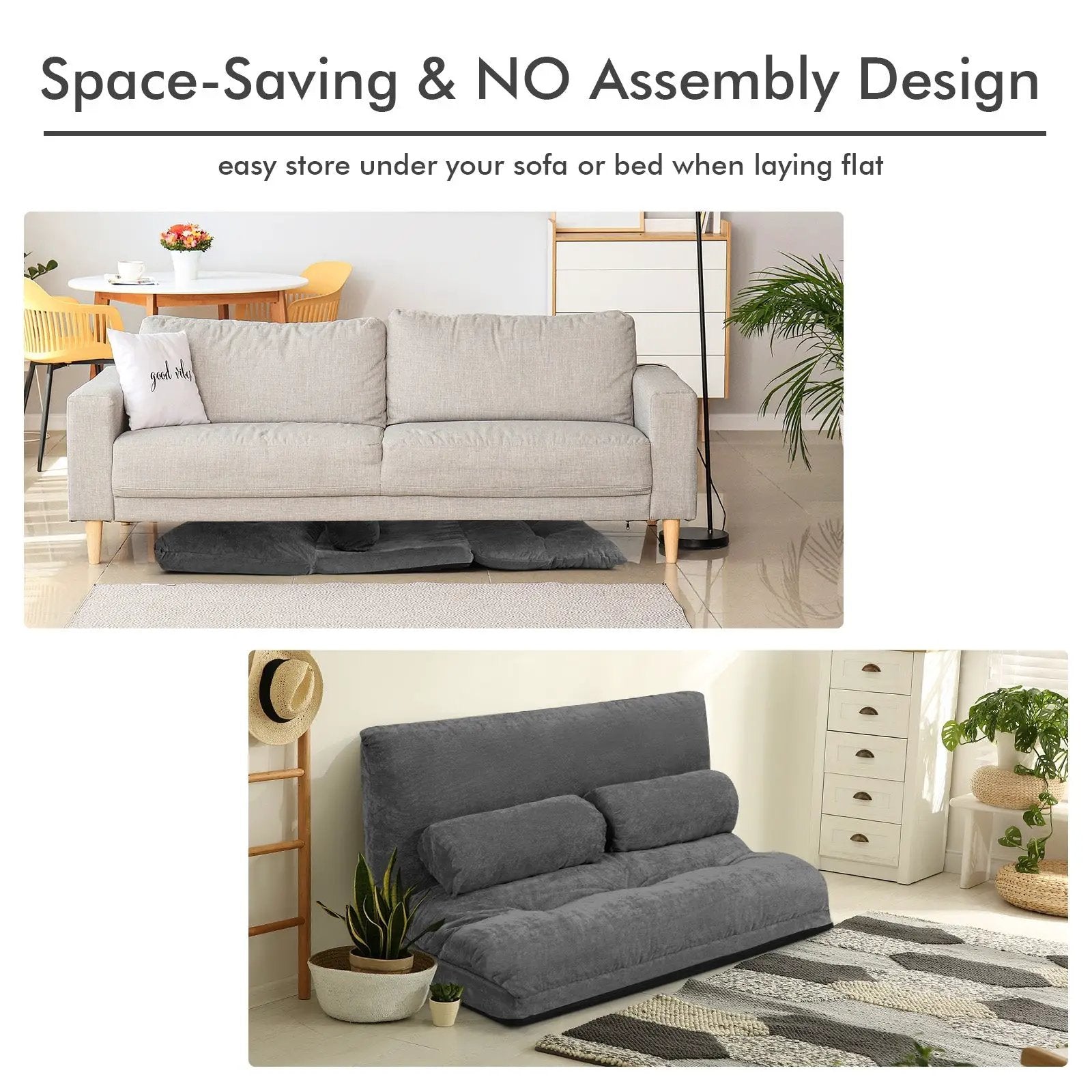6-Position Adjustable Sleeper Lounge Couch with 2 Pillows by DirectDeals