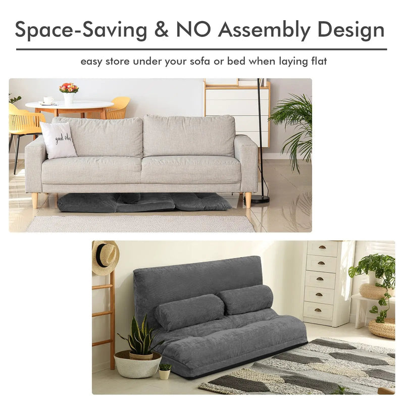 6-Position Adjustable Sleeper Lounge Couch with 2 Pillows by DirectDeals