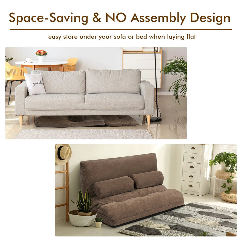 6-Position Adjustable Sleeper Lounge Couch with 2 Pillows by DirectDeals
