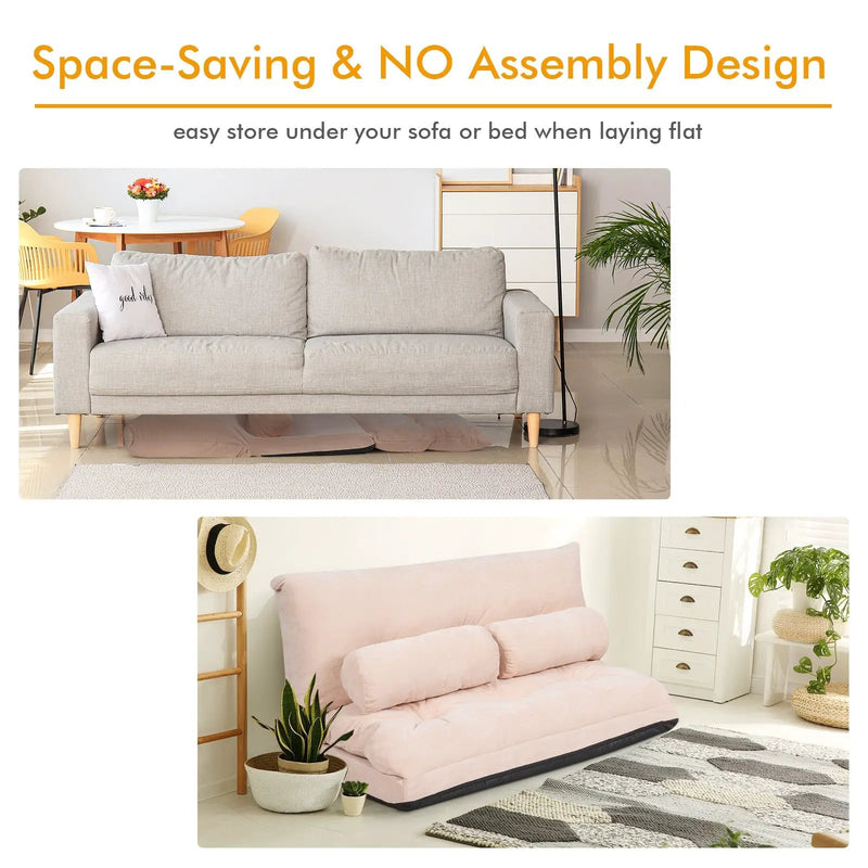 6-Position Adjustable Sleeper Lounge Couch with 2 Pillows by DirectDeals