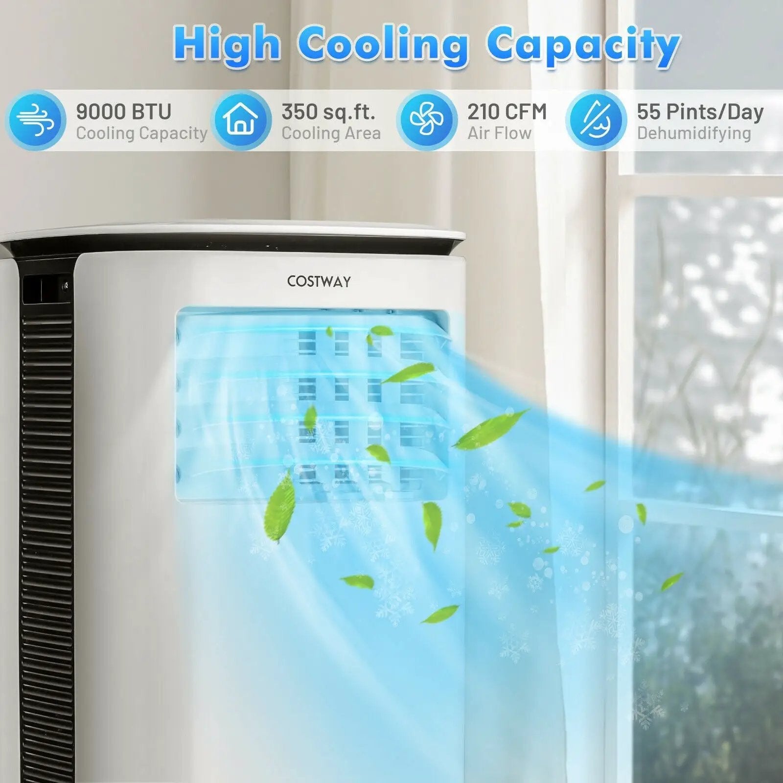 9000 BTU 3 in 1 Portable Air Conditioner with Fan and Dehumidifier-White by DirectDeals