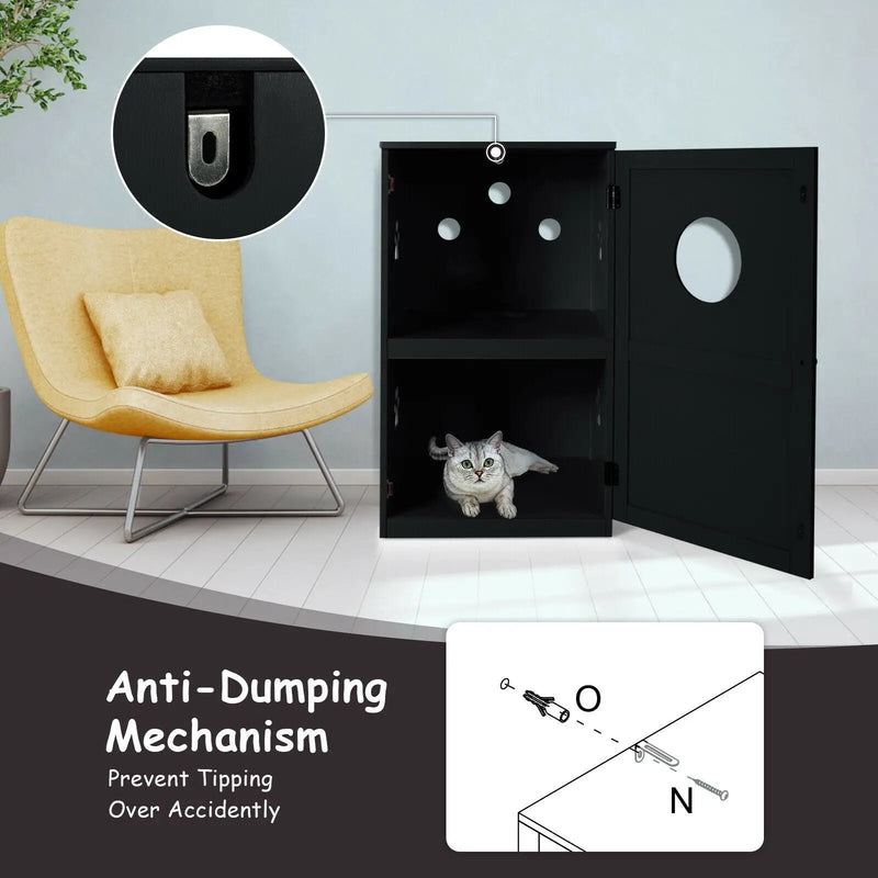 2-tier Litter Hidden Cat House With Anti-toppling Device by DirectDeals