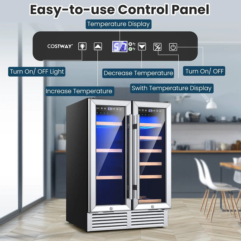 24 Inch Dual Zone Wine and Beverage Cooler-Silver by DirectDeals