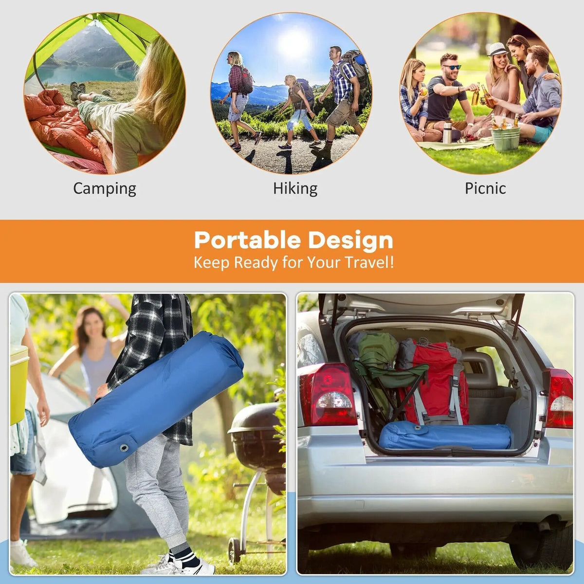 Self Inflating Folding Camping Sleeping Mattress with Carrying Bag by DirectDeals