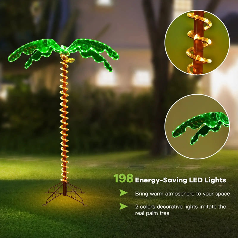 5 Feet LED Pre-lit Palm Tree Decor with Light Rope by DirectDeals