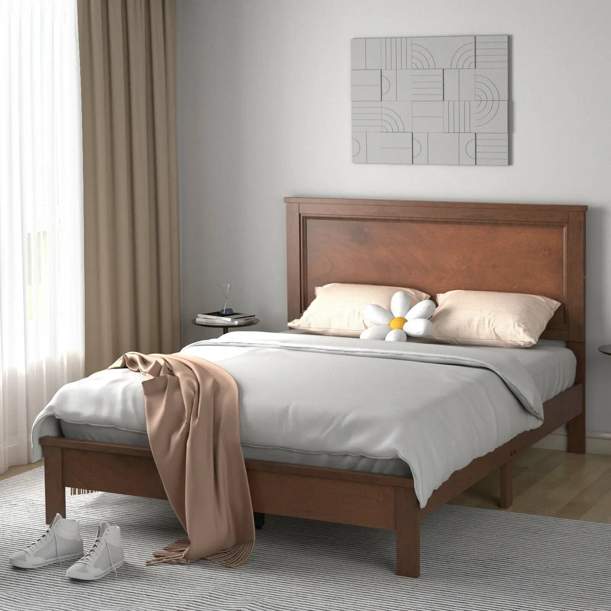 Full Size Platform Slat Bed Frame with High Headboard by DirectDeals