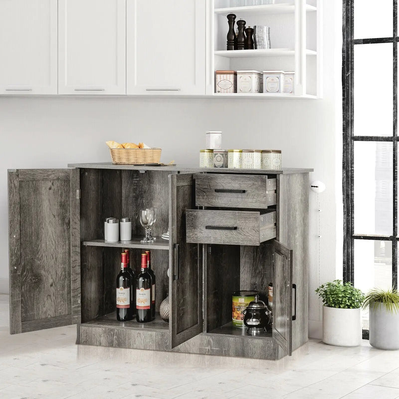 Buffet Storage Cabinet Kitchen Sideboard with 2 Drawers-Gray by DirectDeals